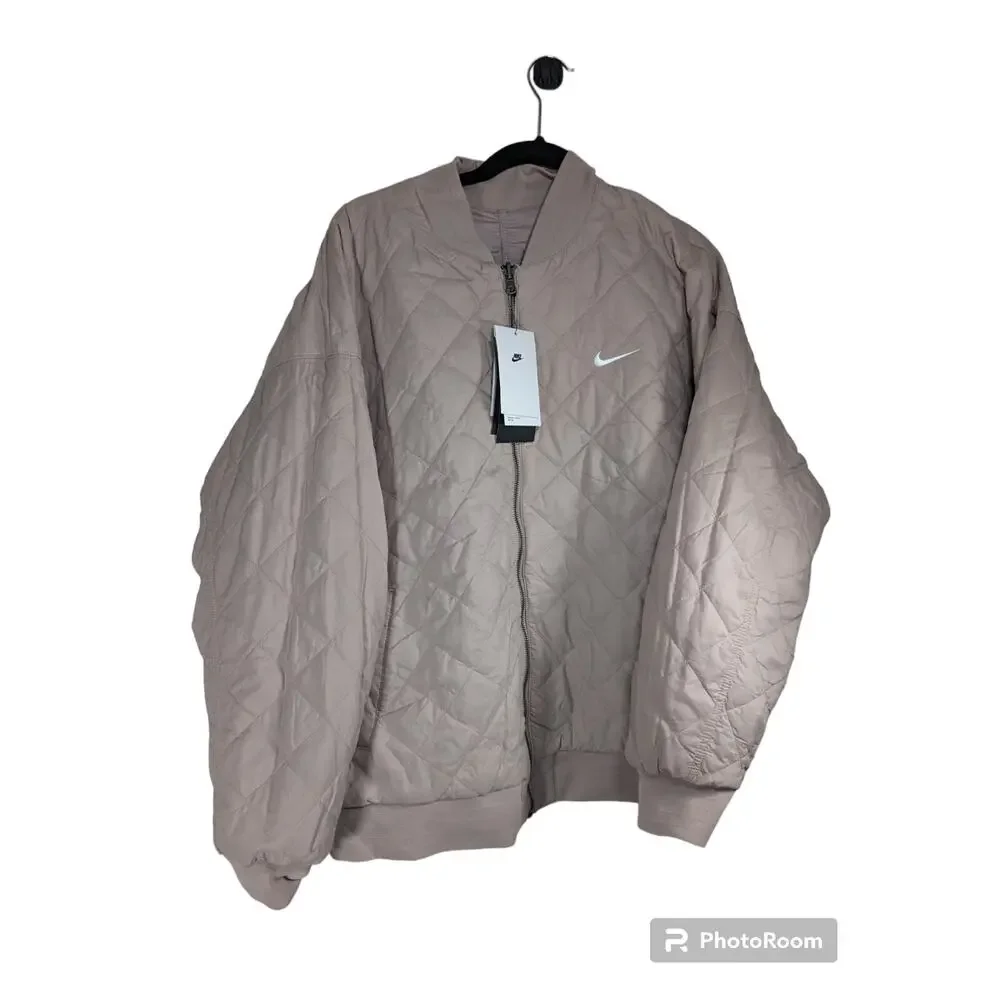 Nike Quilted Loose Fit‎ Reversible Bomber Jacket Womens XL Diffused Taupe Rose